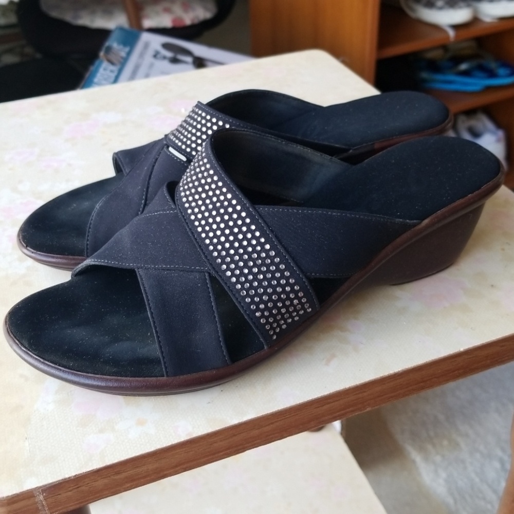 Black Onex Mule with rhinestone accent.